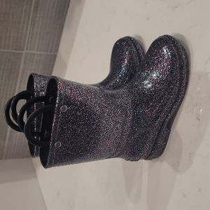 Western Chief pink/silver/blue glitter girls rainboot size 8